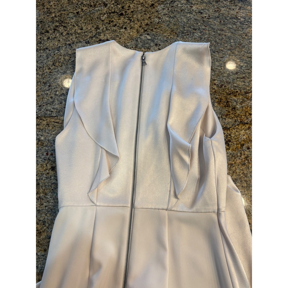 Alice + Olivia Cream Sarandon Satin Ruffle Wide Leg Jumpsuit Size 2 - Picture 12 of 14